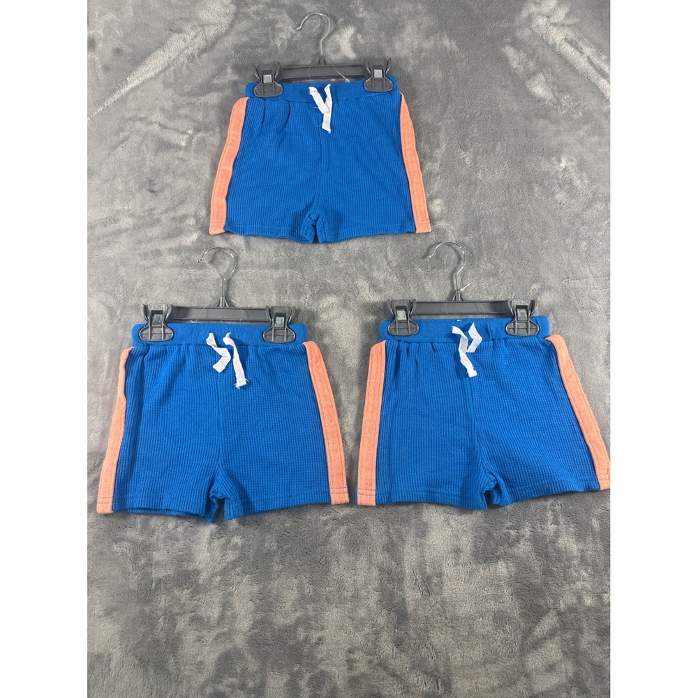 Lily & Jack Baby Boys Blue Waffle Knit Shorts 3 Pack Peach Stripe 9-12 Months